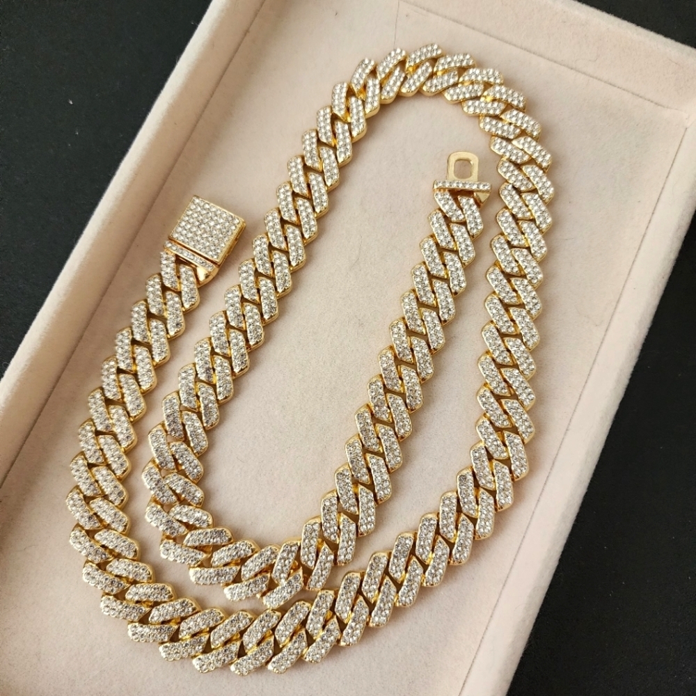 Gold Chunky Iced Out Miami / Cuban Link Chain Necklace